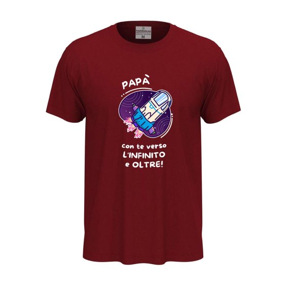T-shirt classica unisex a manica corta con stampa "OLTRE L'INFINITO", idea regalo disponibile in diversi colori e taglie.