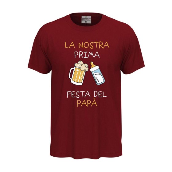 T-shirt classica "PRIMA FESTA DEL PAPA'", idea regalo nascita padre figlio neonato