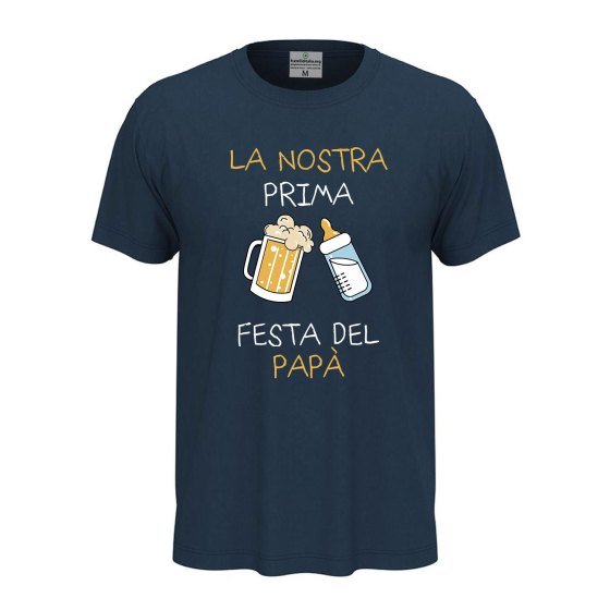 T-shirt classica "PRIMA FESTA DEL PAPA'", idea regalo nascita padre figlio neonato