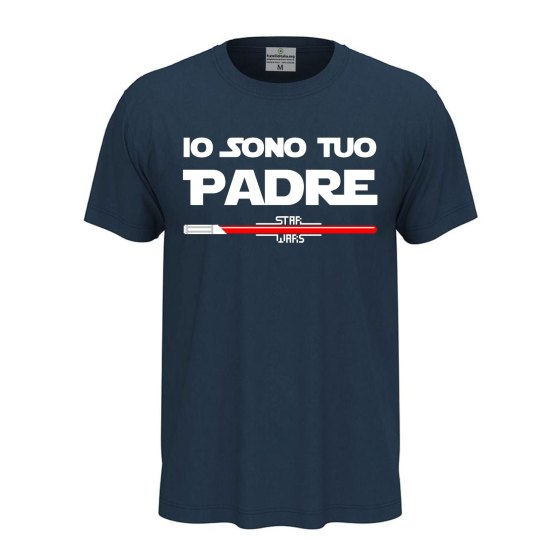 T-shirt classica unisex a manica corta con stampa "IO SONO TUO PADRE", idea regalo per la festa del papà disponibile in diversi colori e taglie.