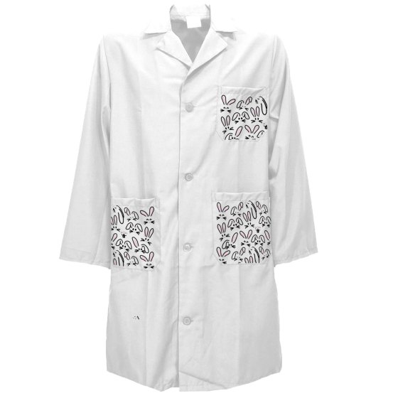 Camice laboratorio pediatrico stampe a tema Pasqua per clownterapia pediatra bambini medico dottore