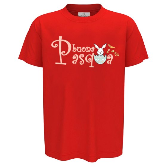 T-shirt maglietta abbigliamento mezza manica bambino bambina unisex "BUONA PASQUA" regalo