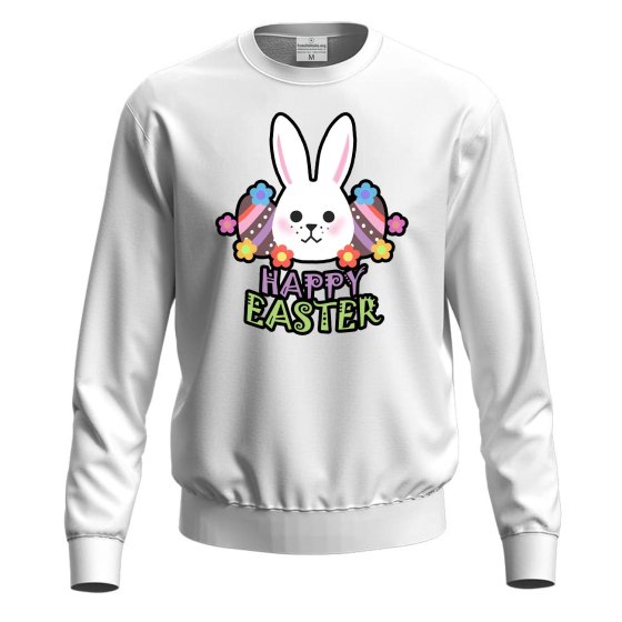 Felpa maglia unisex con stampa  "HAPPY EASTER" lavoro bar regalo per le festività Pasquali Pasqua