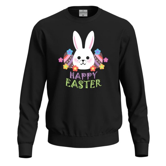 Felpa maglia unisex con stampa  "HAPPY EASTER" lavoro bar regalo per le festività Pasquali Pasqua