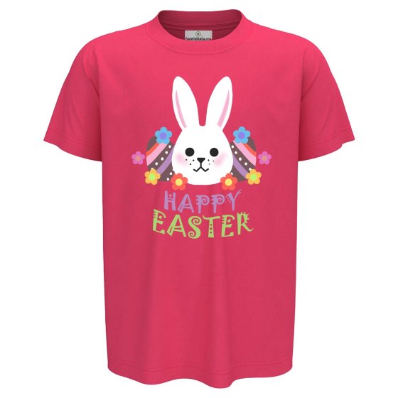 T-Shirt maglia mezza manica bambino unisex a manica corta PASQUA ""HAPPY EASTER" regalo primavera coniglio pasquale