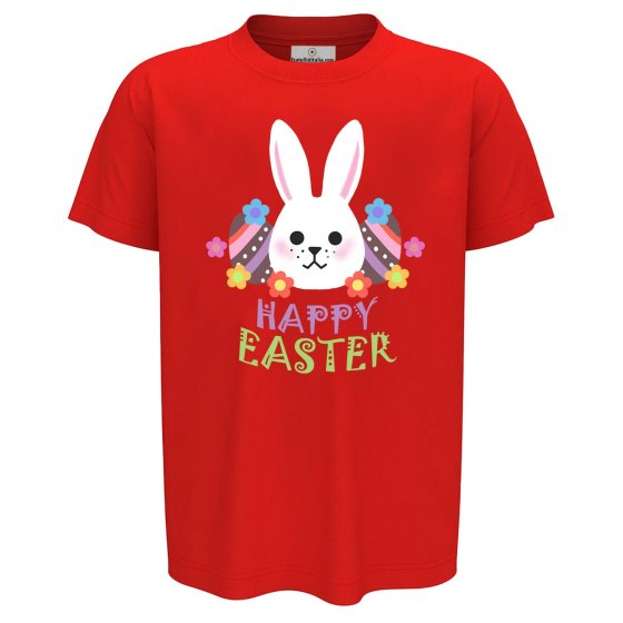 T-Shirt maglia mezza manica bambino unisex a manica corta PASQUA ""HAPPY EASTER" regalo primavera coniglio pasquale