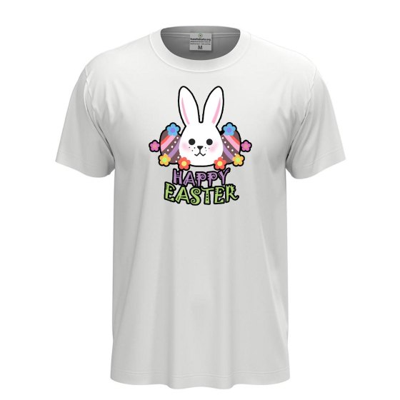 T-shirt maglia unisex Pasqua coniglio "HAPPY EASTER", regalo divertente festività Pasquali primavera