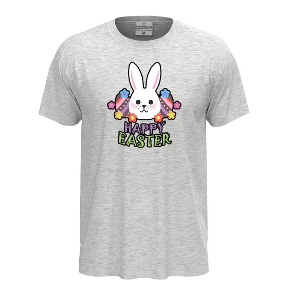 T-shirt maglia unisex Pasqua coniglio "HAPPY EASTER", regalo divertente festività Pasquali primavera