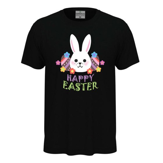 T-shirt maglia unisex Pasqua coniglio "HAPPY EASTER", regalo divertente festività Pasquali primavera