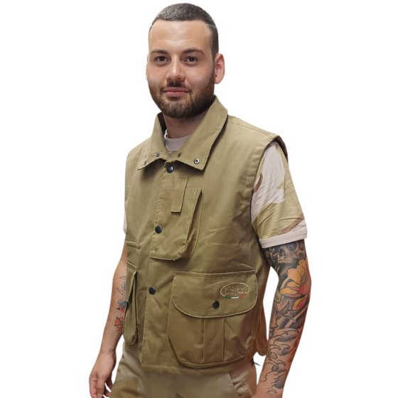 Gilet smanicato uomo cotone caccia impermeabile tasche caccia beccaccia