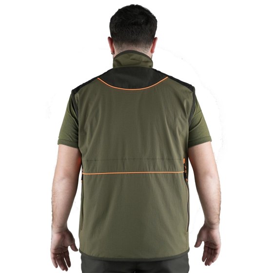 Gilet da caccia Ergonomico idrorepellente con carniere posteriore