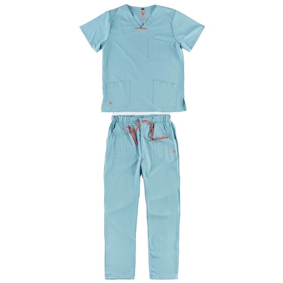 Completo sanitario infermiere divisa oss lavoro ospedaliero unisex casacca pantalone estetista elastico