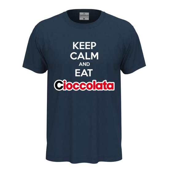 T-shirt maglia unisex a manica corta  "KEEP CALM AND EAT CIOCCOLATA" regalo cioccolato divertente