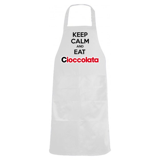 Grembiule cucina con stampa "KEEP CALM AND EAT CIOCCOLATA", idea regalo bar cioccolateria creperia pasticceria