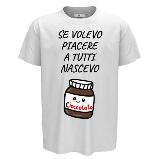 T-shirt maglia bambino mezza manica con stampa "NASCEVO CIOCCOLATO" regalo bimbo abbigliamento