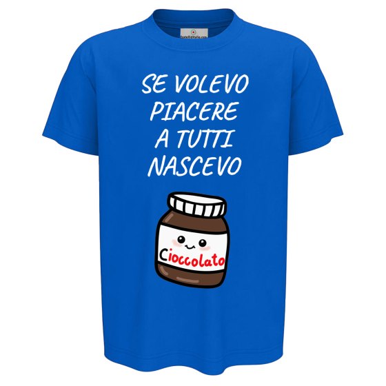 T-shirt maglia bambino mezza manica con stampa "NASCEVO CIOCCOLATO" regalo bimbo abbigliamento