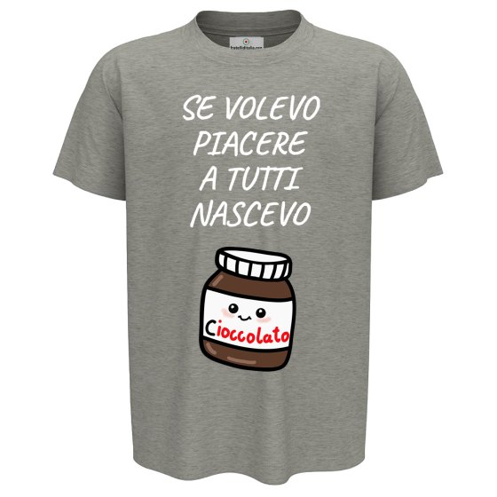 T-shirt maglia bambino mezza manica con stampa "NASCEVO CIOCCOLATO" regalo bimbo abbigliamento