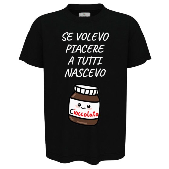 T-shirt maglia bambino mezza manica con stampa "NASCEVO CIOCCOLATO" regalo bimbo abbigliamento