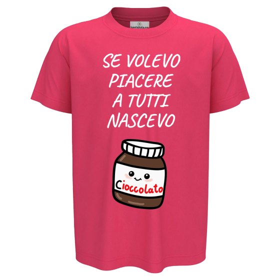 T-shirt maglia bambino mezza manica con stampa "NASCEVO CIOCCOLATO" regalo bimbo abbigliamento