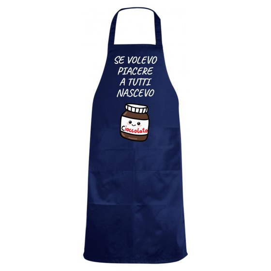 Grembiule da cucina con stampa DTF "NASCEVO CIOCCOLATA", idea regalo disponibile in diversi colori.