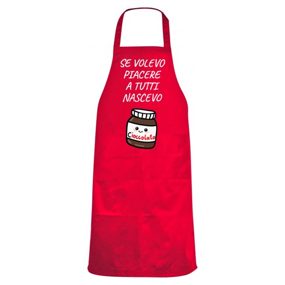 Grembiule da cucina con stampa DTF "NASCEVO CIOCCOLATA", idea regalo disponibile in diversi colori.