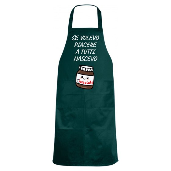 Grembiule da cucina con stampa DTF "NASCEVO CIOCCOLATA", idea regalo disponibile in diversi colori.