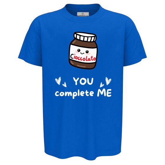 T-shirt bambino mezza manica con stampa DTF " YOU COMPLETE ME" , idea regalo simpatica per fratelli disponibile in varie taglie e colori