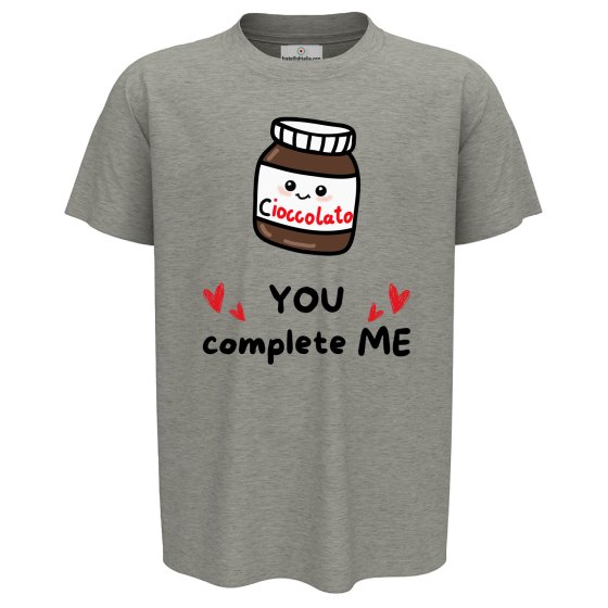 T-shirt bambino mezza manica con stampa DTF " YOU COMPLETE ME" , idea regalo simpatica per fratelli disponibile in varie taglie e colori