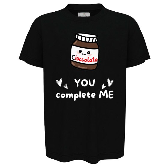 T-shirt bambino mezza manica con stampa DTF " YOU COMPLETE ME" , idea regalo simpatica per fratelli disponibile in varie taglie e colori