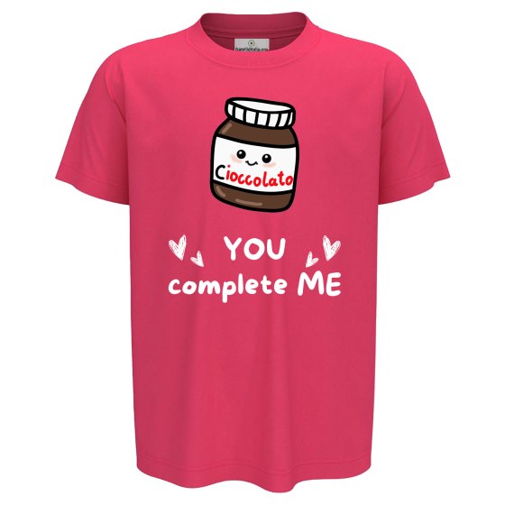T-shirt bambino mezza manica con stampa DTF " YOU COMPLETE ME" , idea regalo simpatica per fratelli disponibile in varie taglie e colori
