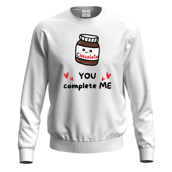 Felpa unisex con stampa digitale DTF "YOU COMPLETE ME" , idea regalo, anche per coppie disponibile in varie taglie e colori