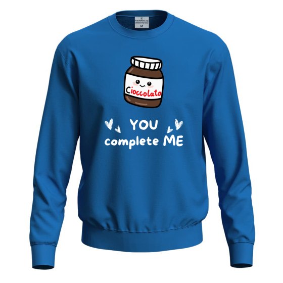 Felpa unisex con stampa digitale DTF "YOU COMPLETE ME" , idea regalo, anche per coppie disponibile in varie taglie e colori