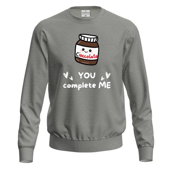 Felpa unisex con stampa digitale DTF "YOU COMPLETE ME" , idea regalo, anche per coppie disponibile in varie taglie e colori