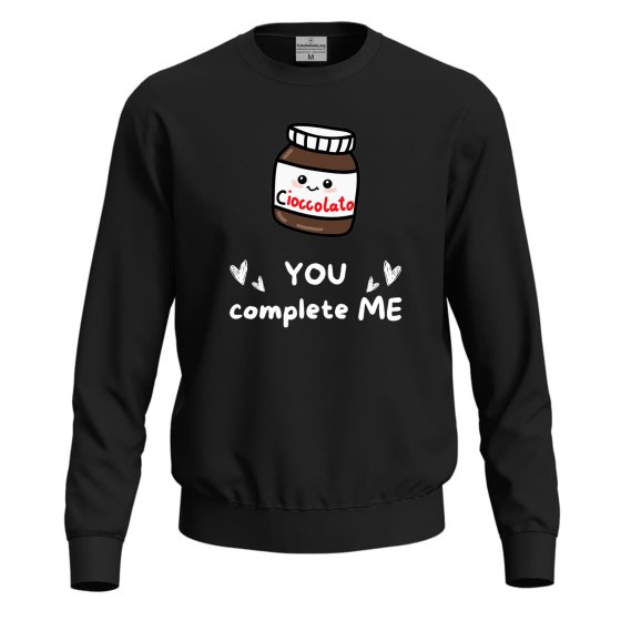 Felpa unisex con stampa digitale DTF "YOU COMPLETE ME" , idea regalo, anche per coppie disponibile in varie taglie e colori