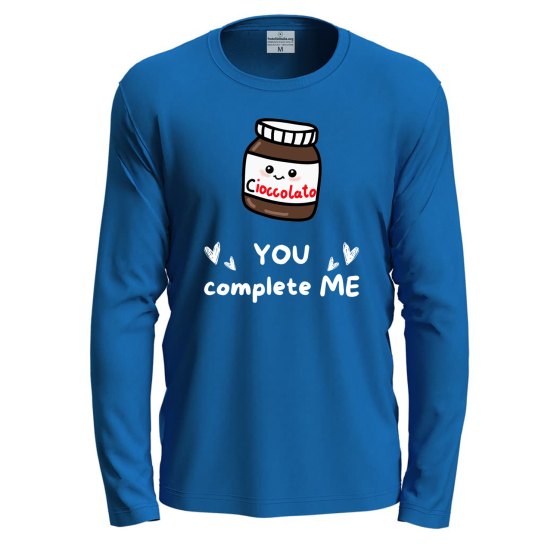 T-shirt maglia manica lunga con stampa "YOU COMPLETE ME" divertente regalo golosi