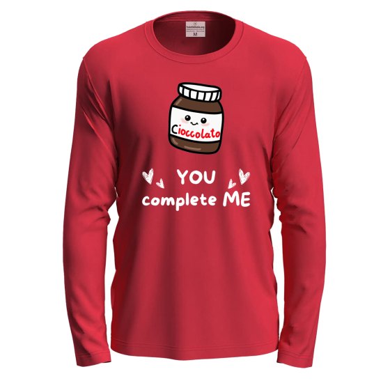 T-shirt maglia manica lunga con stampa "YOU COMPLETE ME" divertente regalo golosi