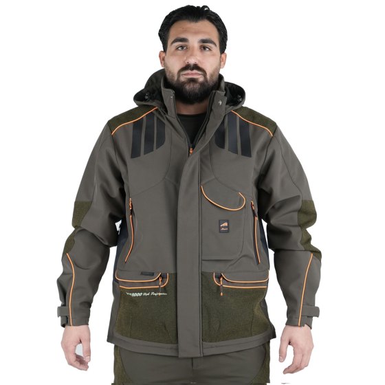 Giacca Softshell giubbotto foderato in pile cappuccio staccabile caccia uomo