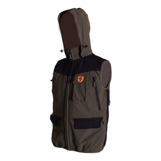 Gilet da Caccia Rip-Stop Elasticizzato carniere posteriore con doppia zip Idrorepellente e traspirante