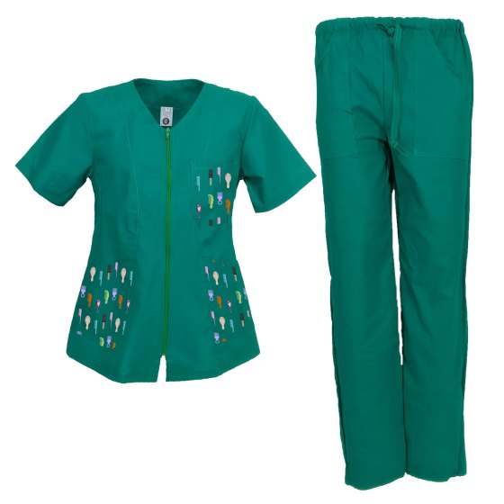 Divisa da Lavoro completo Donna Estetista truccatrice giacca e Pantaloni Personalizzabili con Logo