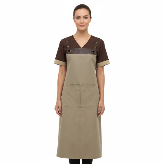Kit Donna per Panetteria Forno o Bancone con Camice e Grembiule in tessuto antipiega made in italy