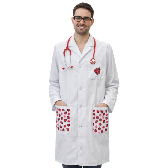 Camice uomo dottore love cuori san valentino pediatra clownterapy veterinario bambini laboratorio pediatrico