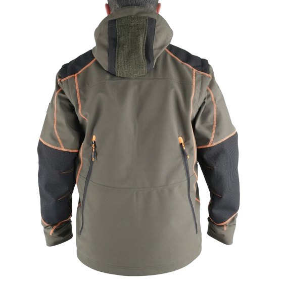 Giacca Softshell Alta Resistenza con maniche staccabili microfibra impermeabile Antistrappo verde e arancione