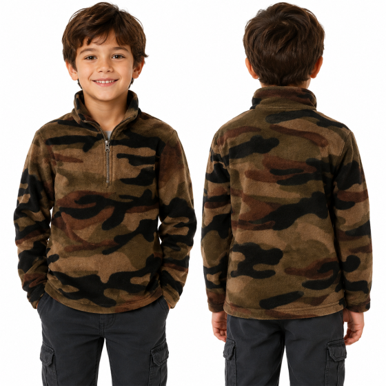 Maglia maglione felpa bimbo bambino pile invernale calda militare mimetica baby