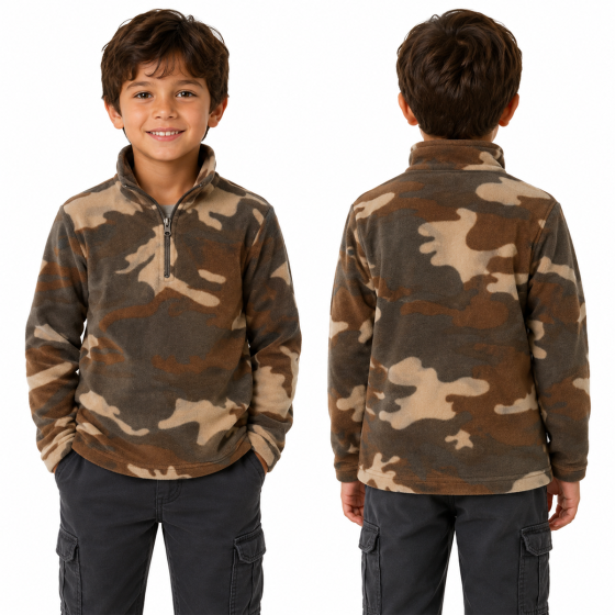 Maglia maglione felpa bimbo bambino pile invernale calda militare mimetica baby