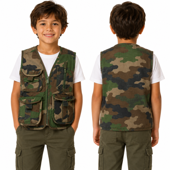Gilet smanicato giacca giubbino bimbo bambino baby cotone mimetico - Personalizzabile con il tuo logo