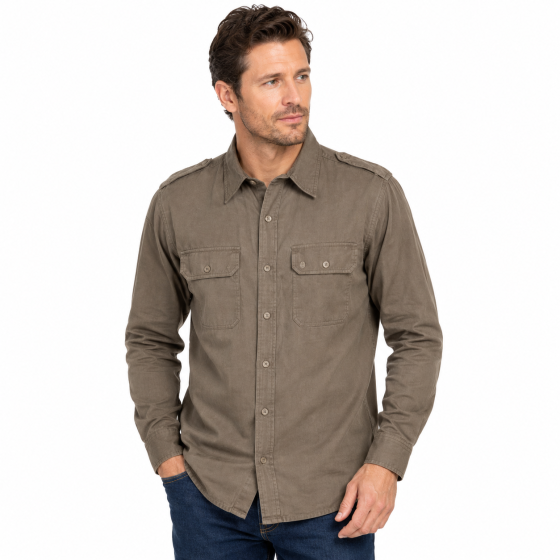 Camicia casacca uomo sportiva maniche lunghe tasche caccia sportiva velluto