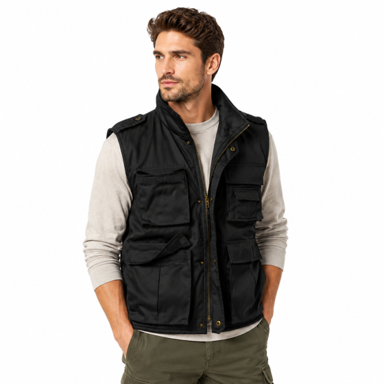 Gilet smanicato uomo imbottito tasche caccia invernale trapuntato cerniera moda