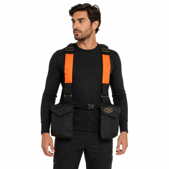 Trisacca arancio portabottiglia caccia tasche resistente abrasioni carniere - Personalizzabile con il tuo logo