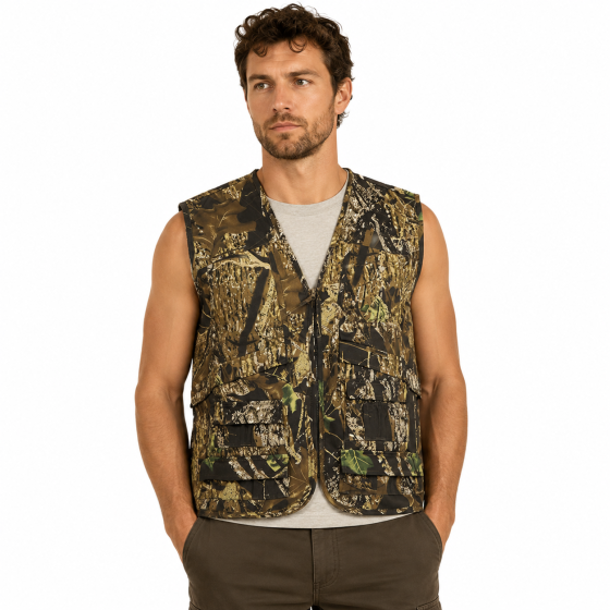 Gilet caccia pesca multitasche cartuccera sportivo zip tasche cerniera