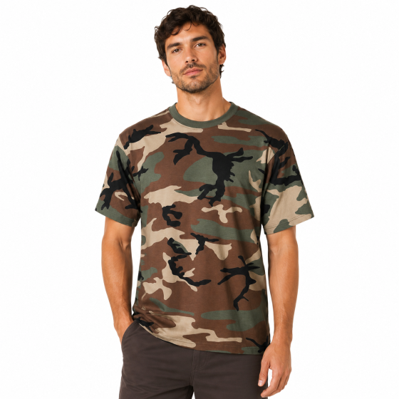 T-shirt maglia maglietta girocollo mezze maniche mimetica camouflage uomo